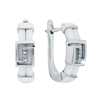 

Silver earrings with ceramics and cubic zirconia sunlight sample 925