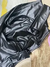 Pantalones de lápiz de cintura alta para mujer, de piel sintética pantalón largo, informal, Sexy, exclusivo, a la moda, traf