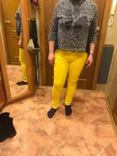 Pantalones de lápiz elásticos de Otoño de color caramelo de cintura media con cremallera ajuste delgado de Jean femenino 2018 de moda Pantalones largos