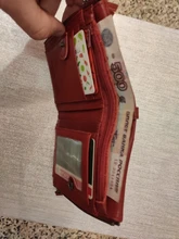 Cartera de piel auténtica para mujer, billetera biplegable, tarjetero de identificación rojo, monedero con doble cremallera, pequeño, 2021