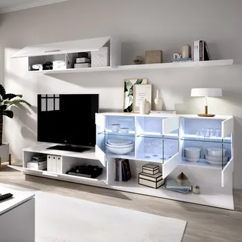 

HAN model KIT living room cabinet in bright white COLOR with LED