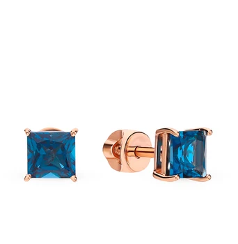 

Gold earrings with Topaz sunlight sample 585 test