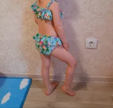 3-14Years chica traje de dos piezas de los niños traje de trajes de baño de los niños dividir hueco Bikini Falbala conjuntos de traje de baño