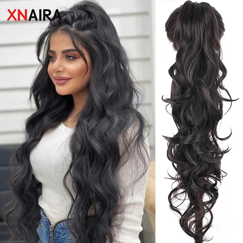 

Synthetic 24" Claw Clip Ponytail Extension Wavy Ponytail Long Straight Hair Ponytail Extension Clip Type Ladies Wig