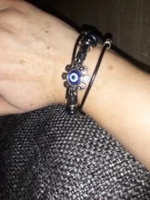 Pulsera de cuero para hombre y mujer, brazalete de joyería con varias capas, estilo Punk turco, mal de ojo, de acero inoxidable