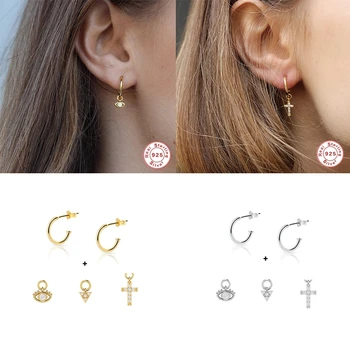 

5PCS 925 Sterling Silver Cross Drop Earrings For Woman Girls Anniversary Engagement Party Gift Long Earring Piercing Pendients