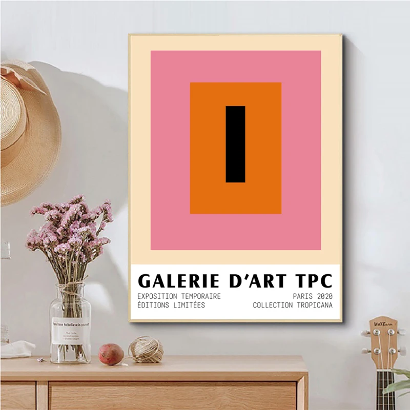 pink red colour block art print