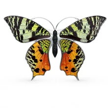 Серебряная брошь с фианитами, эмалью и крыльями бабочки, 9.5 см SUNLIGHT проба 925