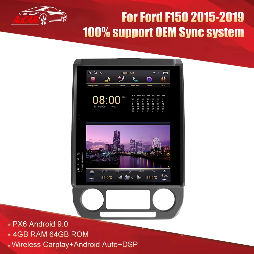 Для Ford F150 радио 2015-2020 Android автомобильный gps-навигатор мультимедиа Тесла стиль