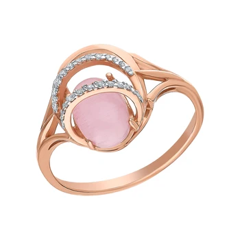 

Silver ring with cat's eyes imitation and cubic zirconia sunlight sample 925