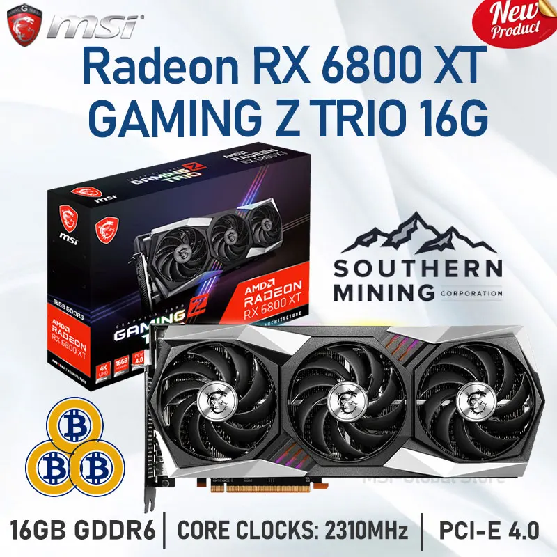 

MSI Raphic Cards AMD Radeon RX 6800 XT GAMING Z TRIO 16G GDDR6 Graphics Cards 256-bit 2301MHz HDCP PCIe 4.0 RX 6800XT GPU Mining