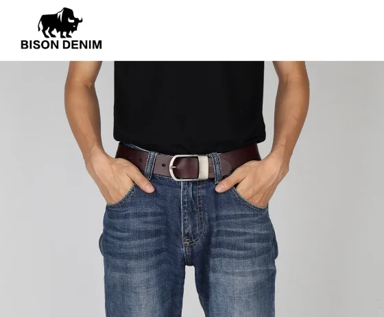 Мужской ковбойский пояс из натуральной кожи Bison Denim N71228