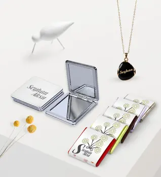 

Women Custom Is Black Enamel Necklace Mirror Chocolate Gift Set-15