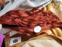 FEELSI-Peluca de cabello sintético para mujer, postizo largo de onda de agua, Color negro y naranja, Rojo puro, fibra de alta temperatura, tamaño medio