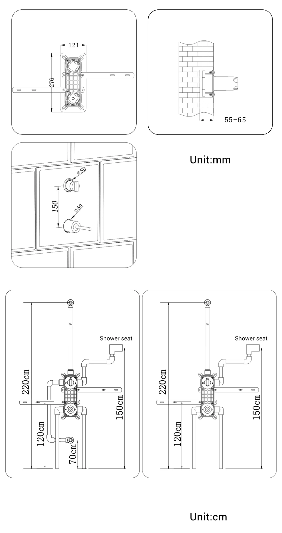 Shower Head Shower Set Shower Faucet Adapter Gunmetal Shower Faucet Embed Box Wall Mounted 8-16 Inch Rain Head Hot &Cold Shower Tap Handheld 2 Ways Ceiling Arm Bathroom Sys