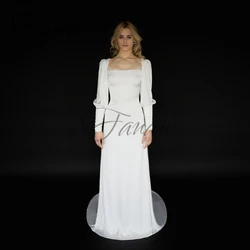 Square Collar Lace Mermaid Wedding Dresses Backless Sweep Train Simple Button Bridal Gown robe de mariée vestidos de novia