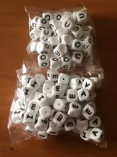 BOBO.BOX-Cuentas de silicona con letras de 12mm, 10 Uds., alfabeto inglés, cuentas de silicona de grado alimenticio, colgante para juguetes de dentición para bebés