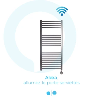 

Wi-Fi MALLORCA chrome-plated electric towel rail Compatible with iOS and Android • Alexa and Google Home