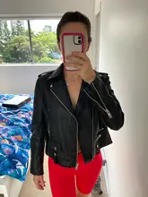 Biker Jacket Coat Motorcycle Sheep-Leather Real-Sheepskin Women Rivet Spring Fashion