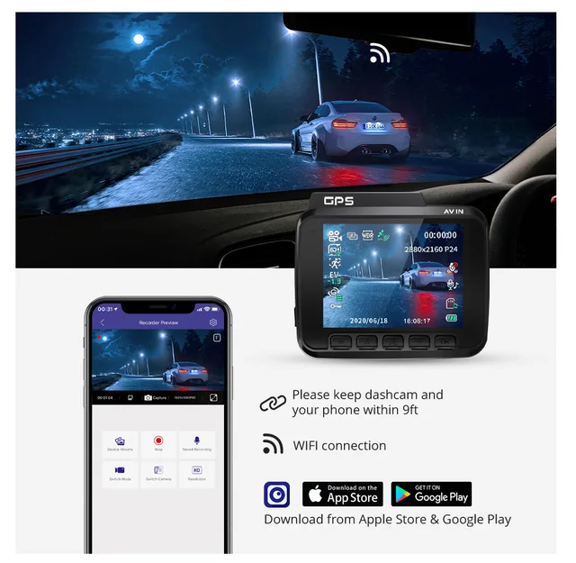 AZDome GS63H 4K 2CH Dual Wifi GPS dashcam - Dashcamdeal