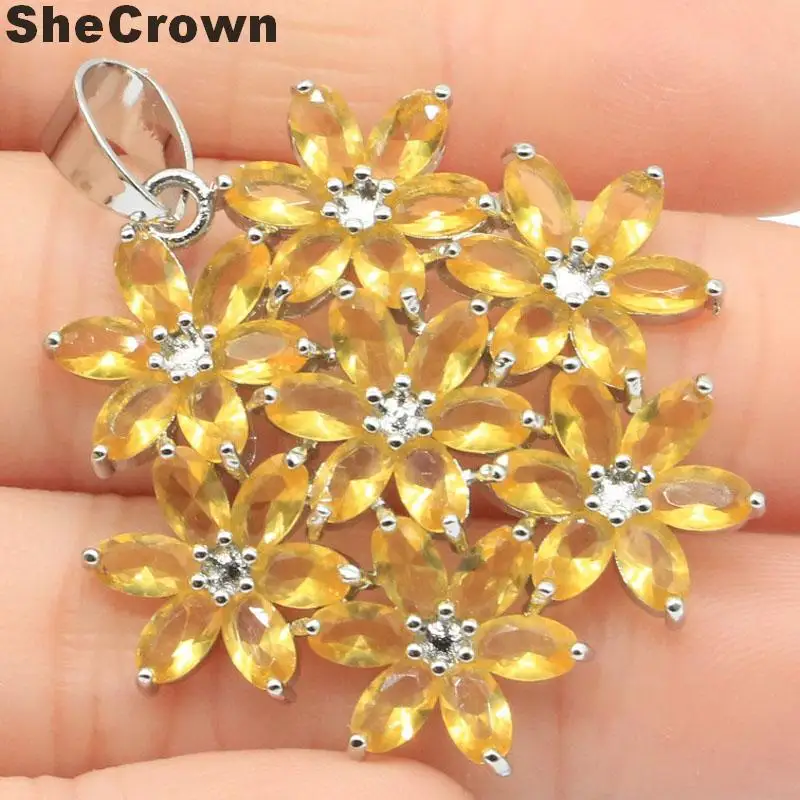 

45x35mm Big Heavy 14g Paris Blue Topaz Gift For Woman's Party Silver Pendant