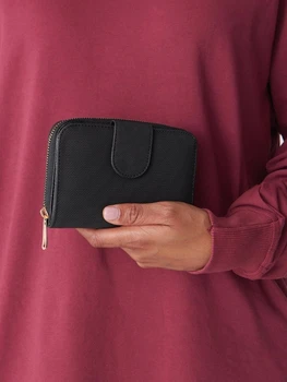 

Black Women Faux Leather Wallet Money Bag Card Wallet Top Quality Coin Fashion Card Holder Business Card Holder Money Zipper Clutch