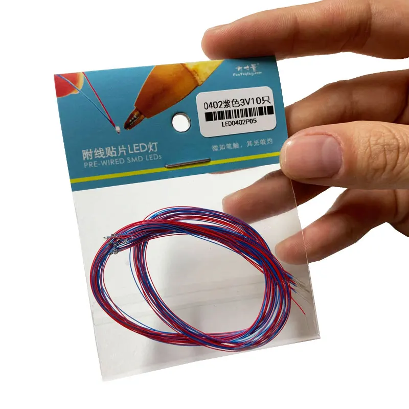 Предварительно проводной 3V#0402 SMD светодиодный красный, 30 см провода предварительно припаянные, модели автомобилей/поездов/железной дороги/звездного корабля освещения и электронных