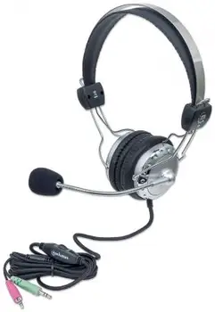 

Stereo headphone with microphone with flexible rod