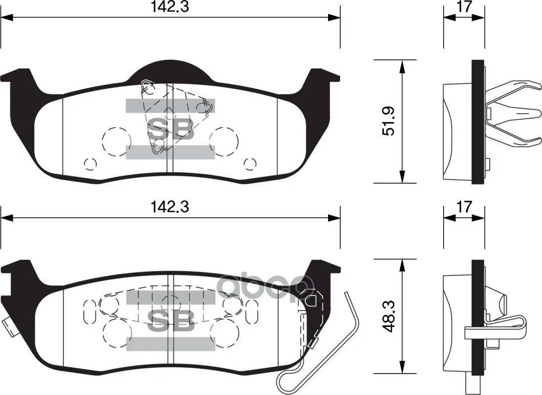 Колодки Тормозные Jeep Commander 3.0-5.8 05-/Grand Cherokee 2.7-5.7 00- Задние Sangsin Brake Sp1512 Sangsin brake арт. SP1512