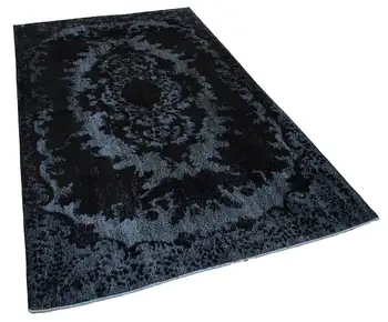 

157x269 Cm Black Handmade Over Dyed Rug-5x9 Ft
