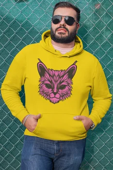

Angemiel Purple Wear Cosmic Cat Yellow Men 'S Hooded Sweatshirt