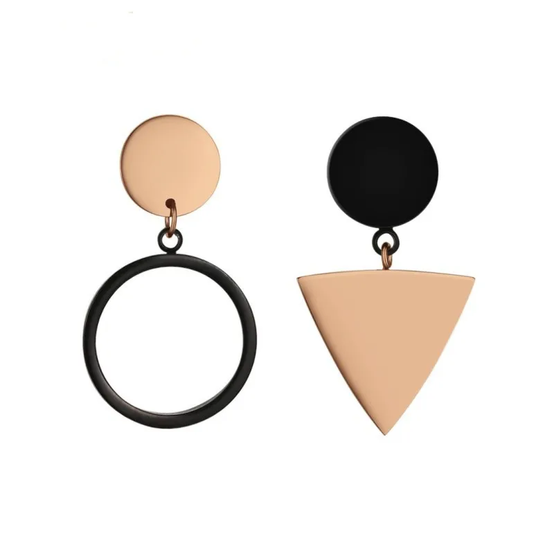 

2019 New tide summer geometric circle asymmetric triangle earrings personality joker simple pendant woman
