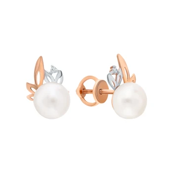 

Gold earrings with cubic zirconia and pearls cultured sunlight sample 585