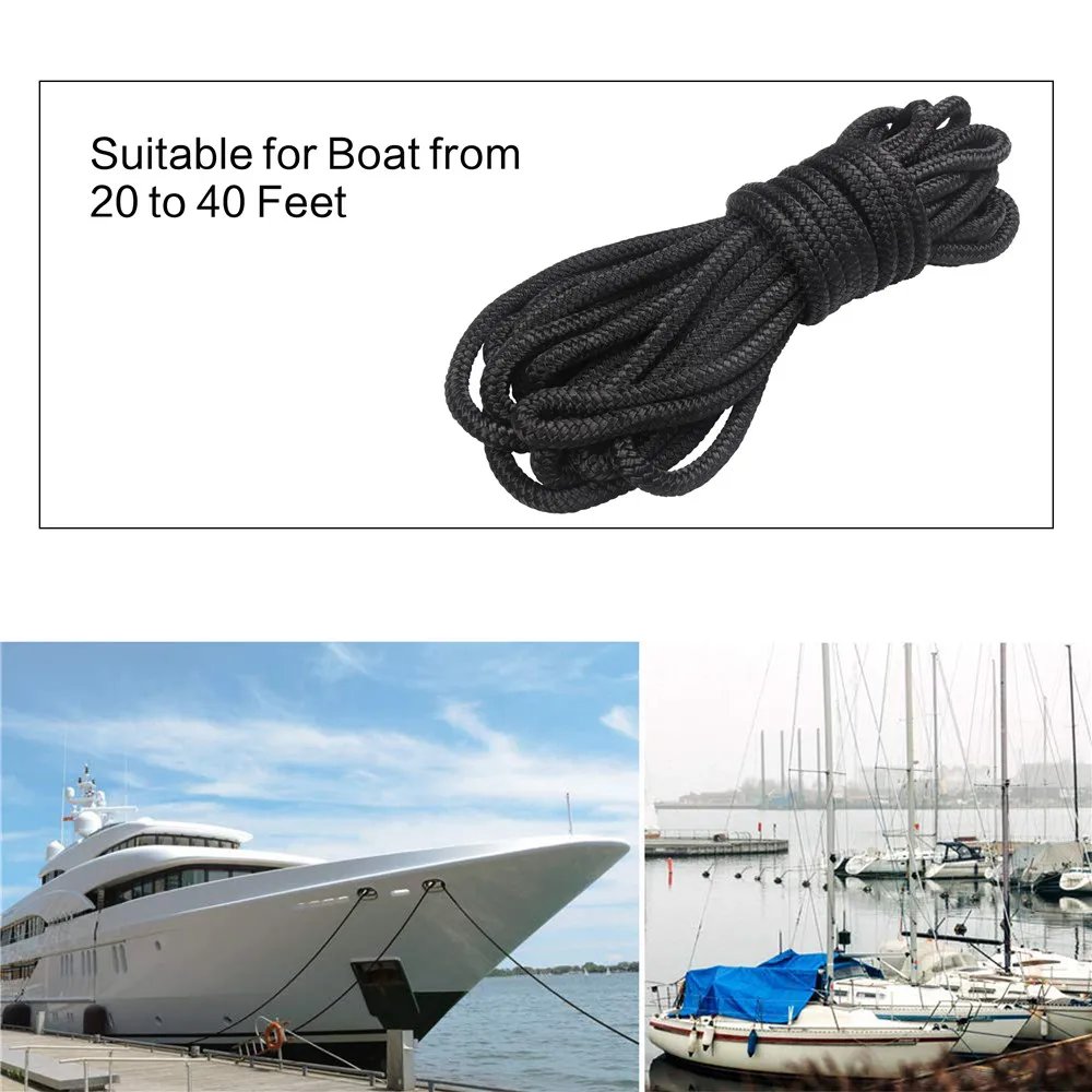 50 Feet Double Braid Dock ropes for boats 5/8 inch 16 strands Nylon Dock Lines Mooring Rope Anchoring Docking Rope holder