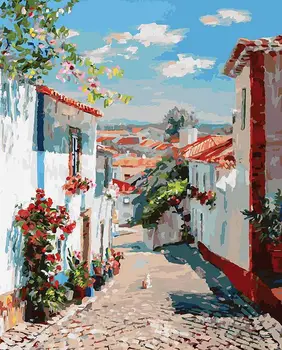 

Street in the Portuguese village, 40*50 cm painting coloring by numbers on canvas Snow White 121-AB