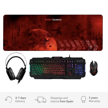 

Mars Gaming MCPRGB, optimized push keyboard RGB Gaming Pack, 4000DPI mouse, headphones & Mat XXL
