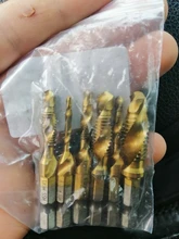 Taladro titanio plateado caña hexagonal HSS rosca de tornillo broca métrica taladro Bits máquina para tornillos compuesto M3 M4 M5 M6 M8 M10 herramientas de mano