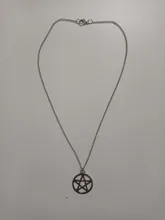 Colgante de plata antigua con pentagrama de estrella Simple y clásico para mujer, collar de cadena larga corta para niña, joyería para mujer