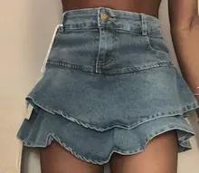 Falda de pantalones cortos de mezclilla Retro para mujer, ropa de calle, faldas cortas de mujer, Vaqueros informales que combinan con todo, vestido de bola elástico, Saia, 2020