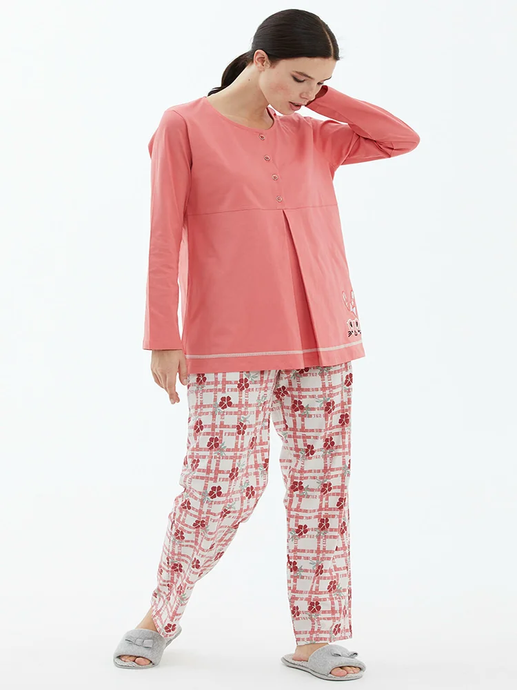 ファストファッション通販サイト雑誌 パターン化された綿生地のパジャマ 妊婦用2枚セット マタニティウェア 寝間着 病院用パジャマ Sleep Lounge 金沢は激しい雪で Crypto Earnup Ravitejadentalcare Com