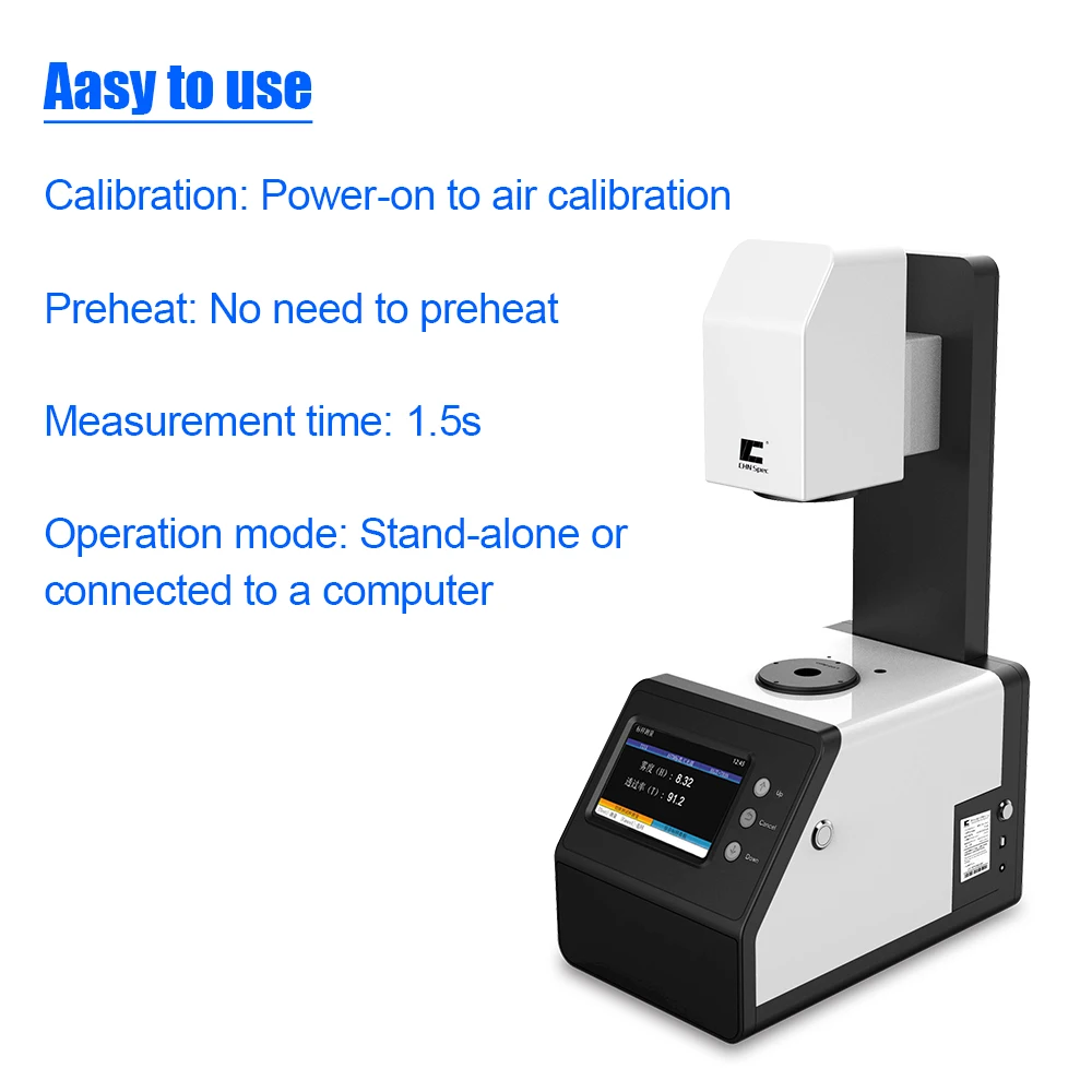 Transmittance Haze Meter, Follow ASTM and ISO Standards, No Preheating,  Range 0-100%, Applied to Thin Films, Glass