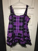 Vestido clásico de encaje con volantes para mujer, sin mangas, a cuadros, Vintage, gótico, minivestidos de baile, disfraz de Cosplay de talla grande