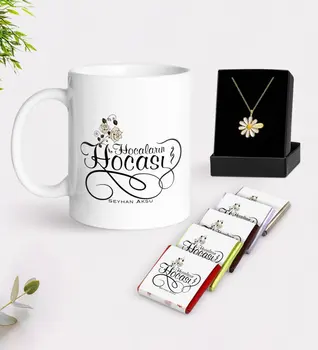 

Personalized Hocaların Mentor White Mug Chocolate and Is Daisy Necklace Gift Seti-3