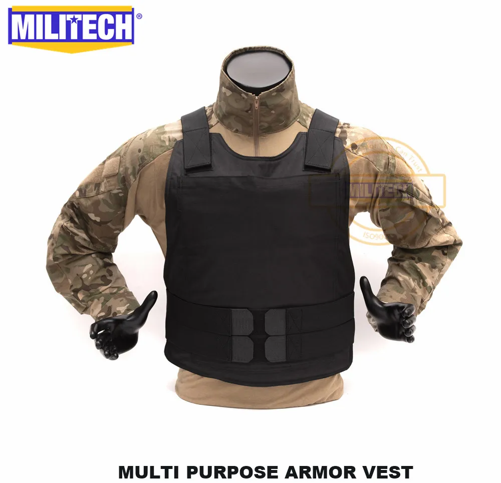 Militech Black NIJ 3A& Level 2 Stab многоцелевой Twaron Aramid пуленепробиваемая баллистическая куртка, встроенная с жесткими панельными карманами