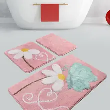 Коврик для ванной | коврик для ванной нескользящие Противоскользящие коврики Ponte розовый 3л набор 60X100 cm-50X60 Cm-40X60 см