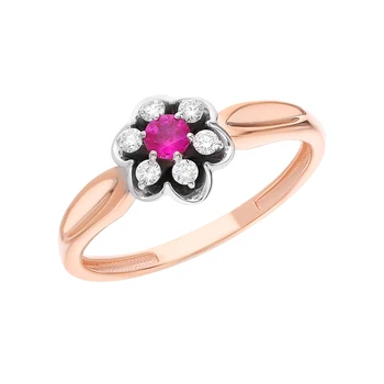 

Gold ring with rubies and diamonds sunlight sample 585