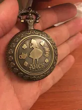Relojes de bolsillo de cuarzo de bronce con temática de Alicia en el país de las Maravillas, Retro, regalo para el abuelo, novedad de 2019