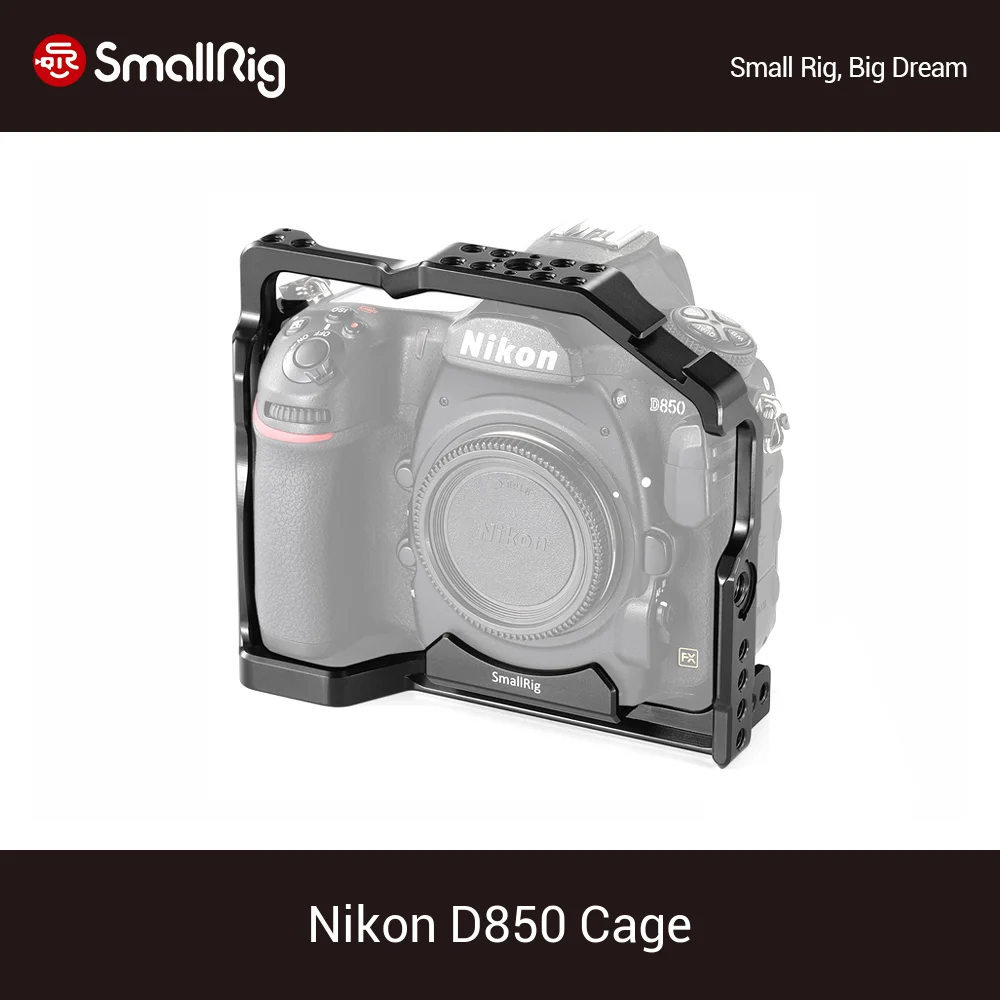 

SmallRig D850 Camera Cage for Nikon D850 Form-fitting Protective Cage With Built-in Cold Shoe Mount NATO Rail - 2129