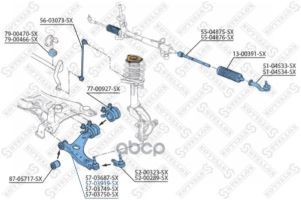 57-03919-Sx_рычаг Правый! Ford Focus/Focus C-Max 1.6-2.0/1.6tdci-2.0tdci 03 Stellox 5703919sx Stellox арт. 5703919SX