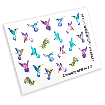 

Slider design 3D Glass Hummingbird, BPW. style, water nail sticker, 3d237